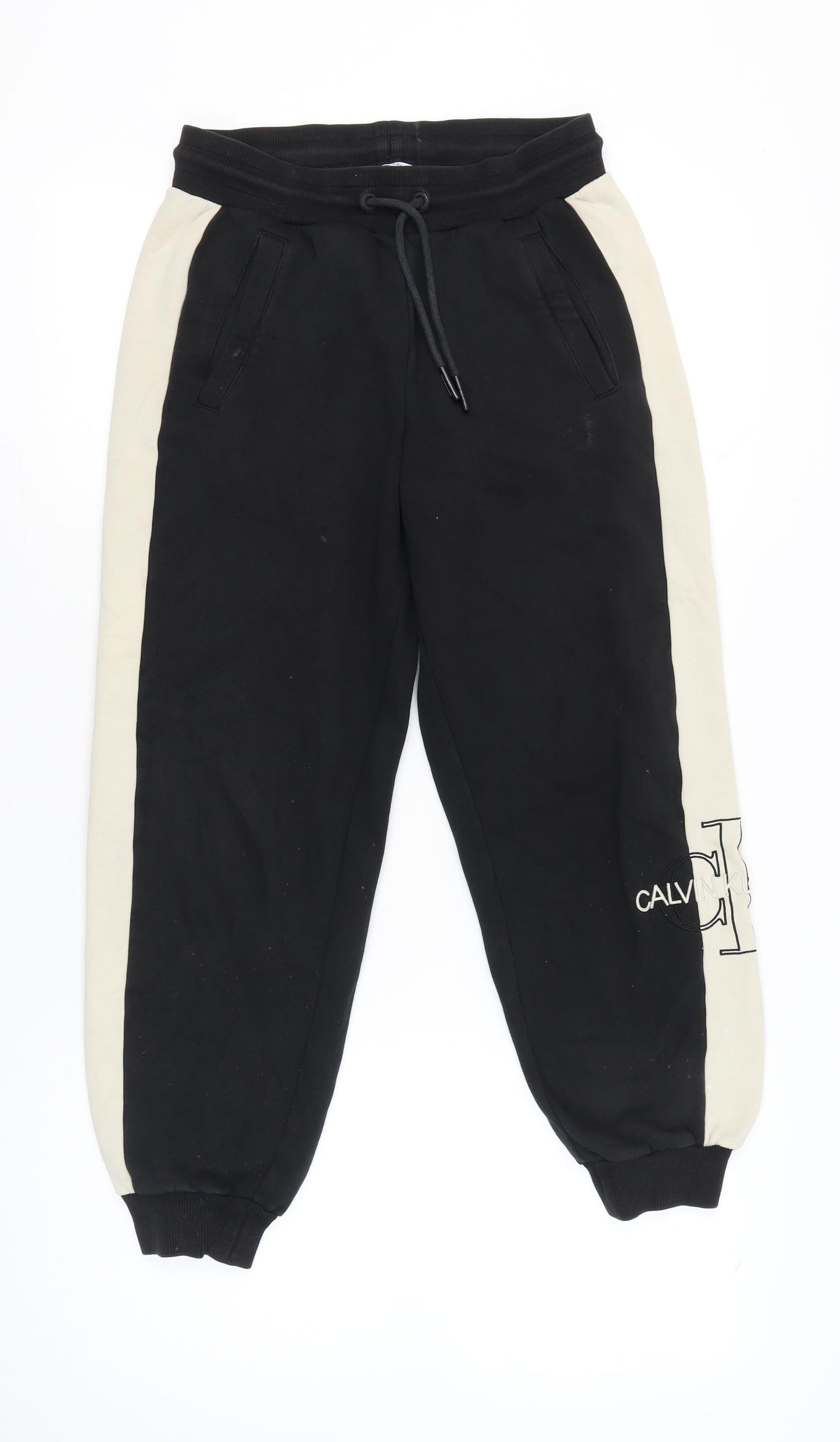 Calvin Klein Jeans Womens Black Beige Joggers Size S Logo Casual