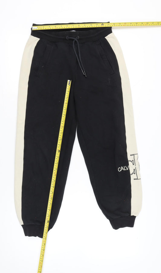 Calvin Klein Jeans Womens Black Beige Joggers Size S Logo Casual