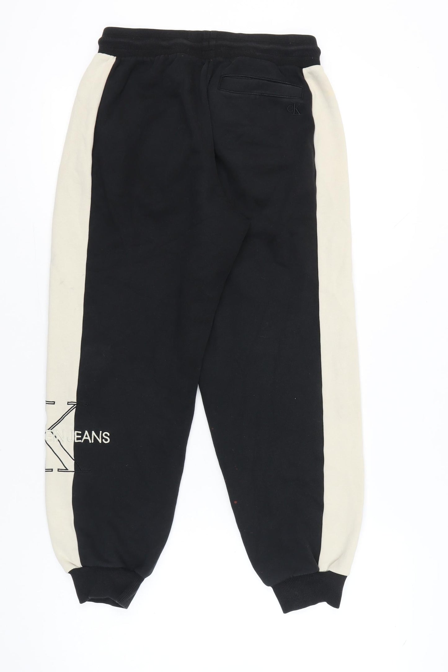 Calvin Klein Jeans Womens Black Beige Joggers Size S Logo Casual