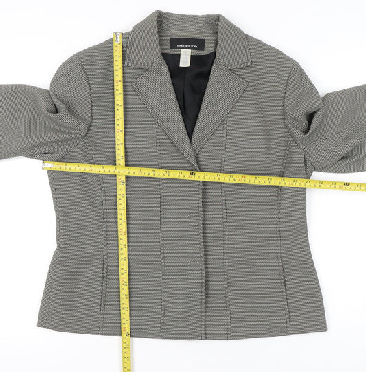 Jones New York Womens Grey Houndstooth Blazer Jacket Size 16