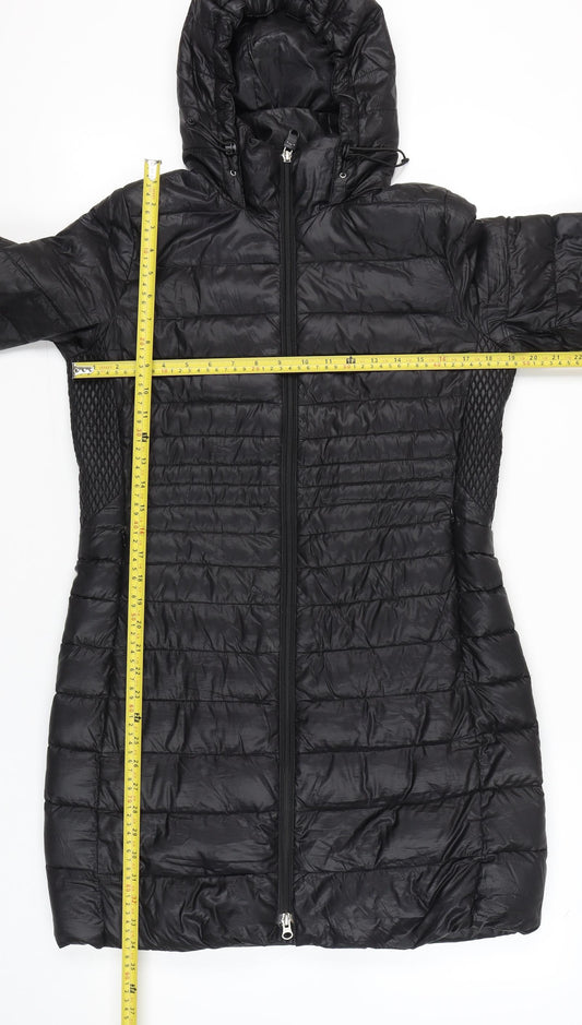 Lands' End Womens Black XS Long Puffer Coat Hooded Down Jacket