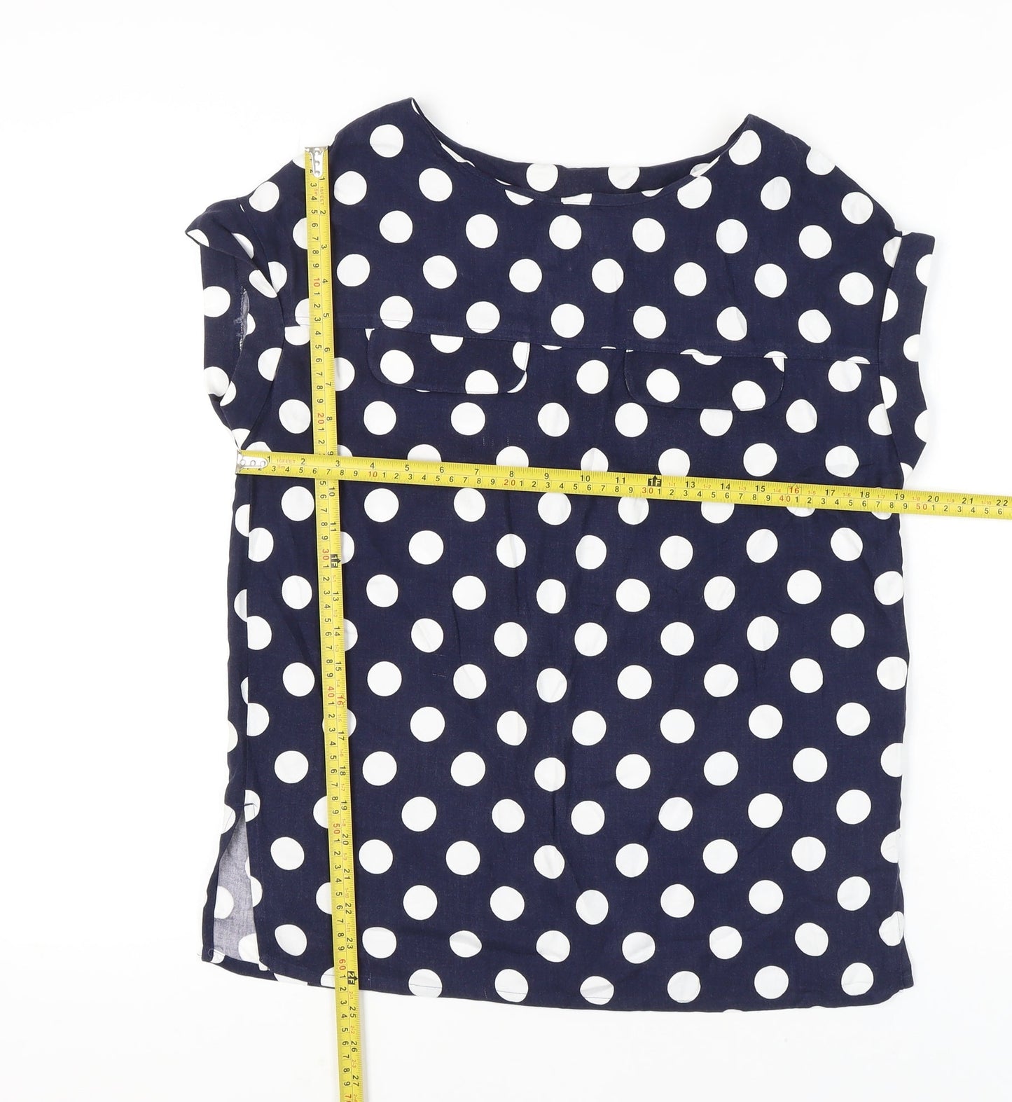 Next Womens Blue Polka Dot Blouse Size 8 Casual Short Sleeve