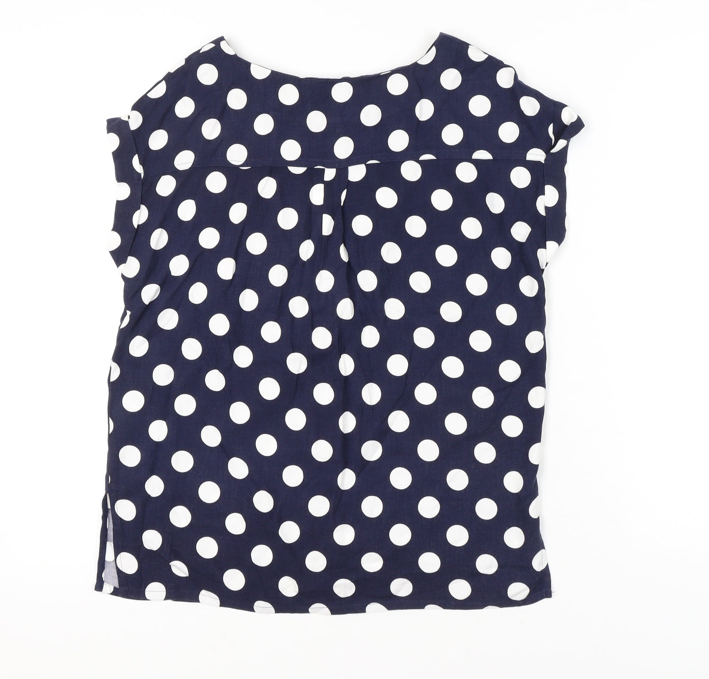 Next Womens Blue Polka Dot Blouse Size 8 Casual Short Sleeve