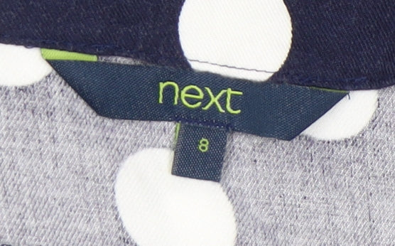 Next Womens Blue Polka Dot Blouse Size 8 Casual Short Sleeve