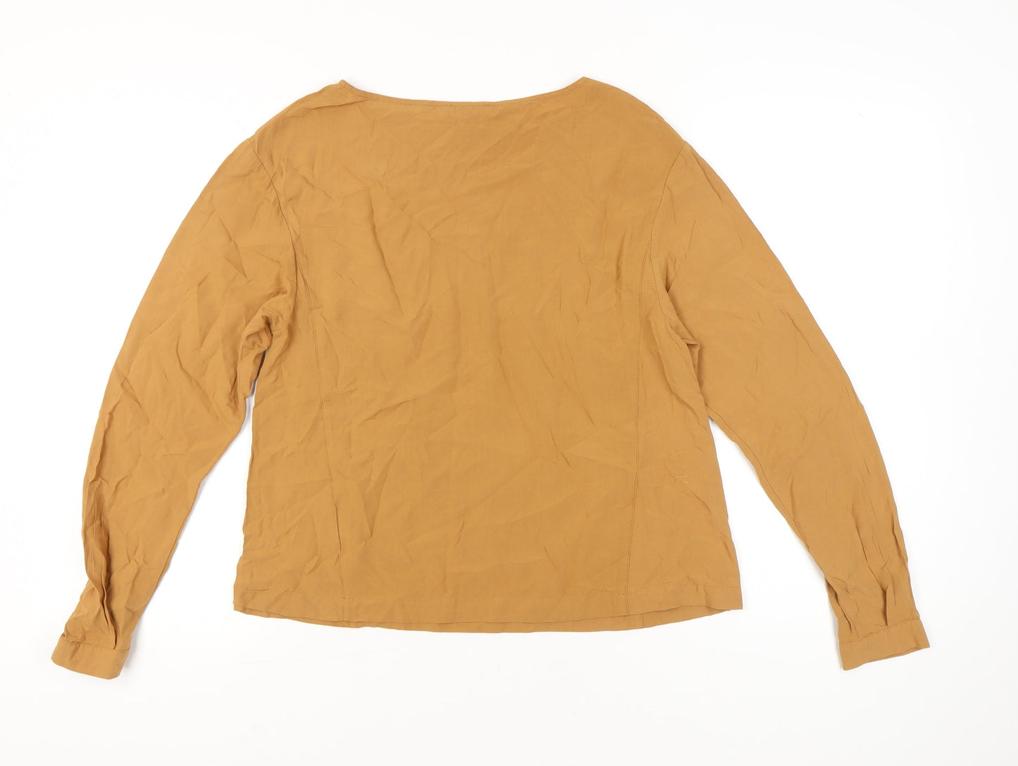 Benetton Women’s Brown XS Long Sleeve Cotton Blouse Top