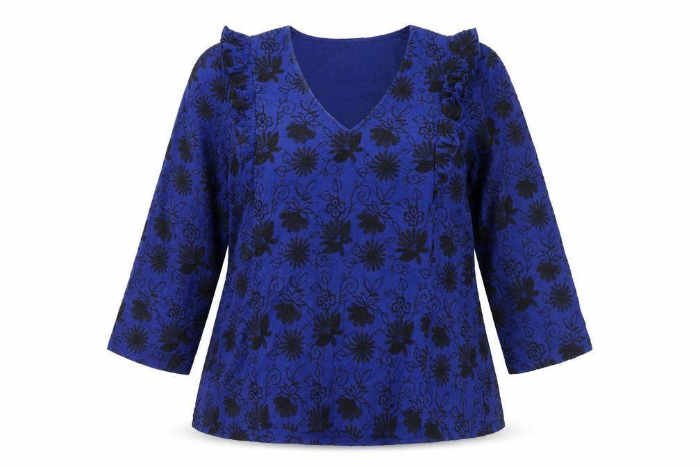 Womens UK Size 12 Thought Blue 100% Cotton Blouse