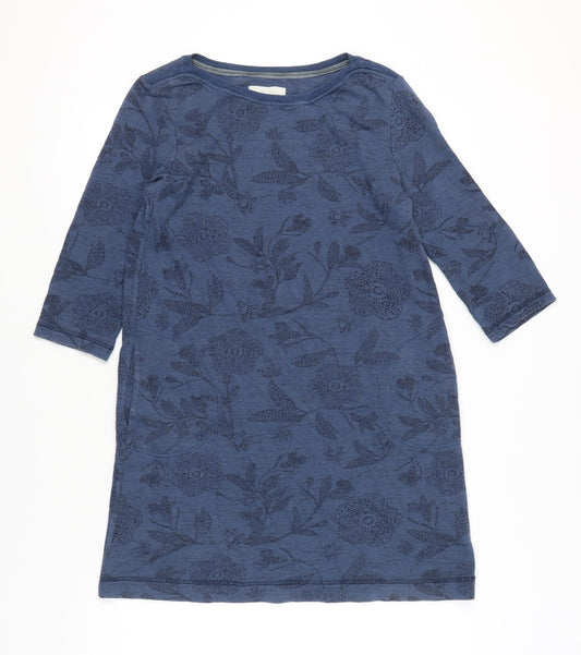White Stuff Women’s Blue Floral Shift Dress Size 10 Knee Length