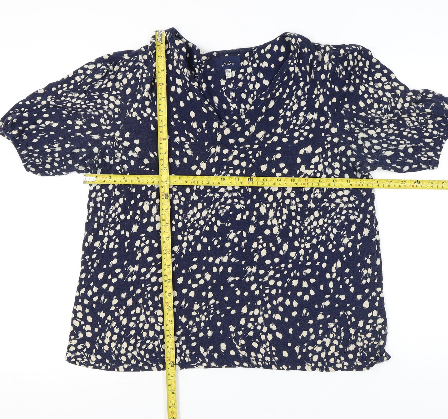 Womens UK Size 16 Joules Blue Cotton Blend Blouse