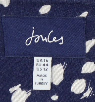 Womens UK Size 16 Joules Blue Cotton Blend Blouse