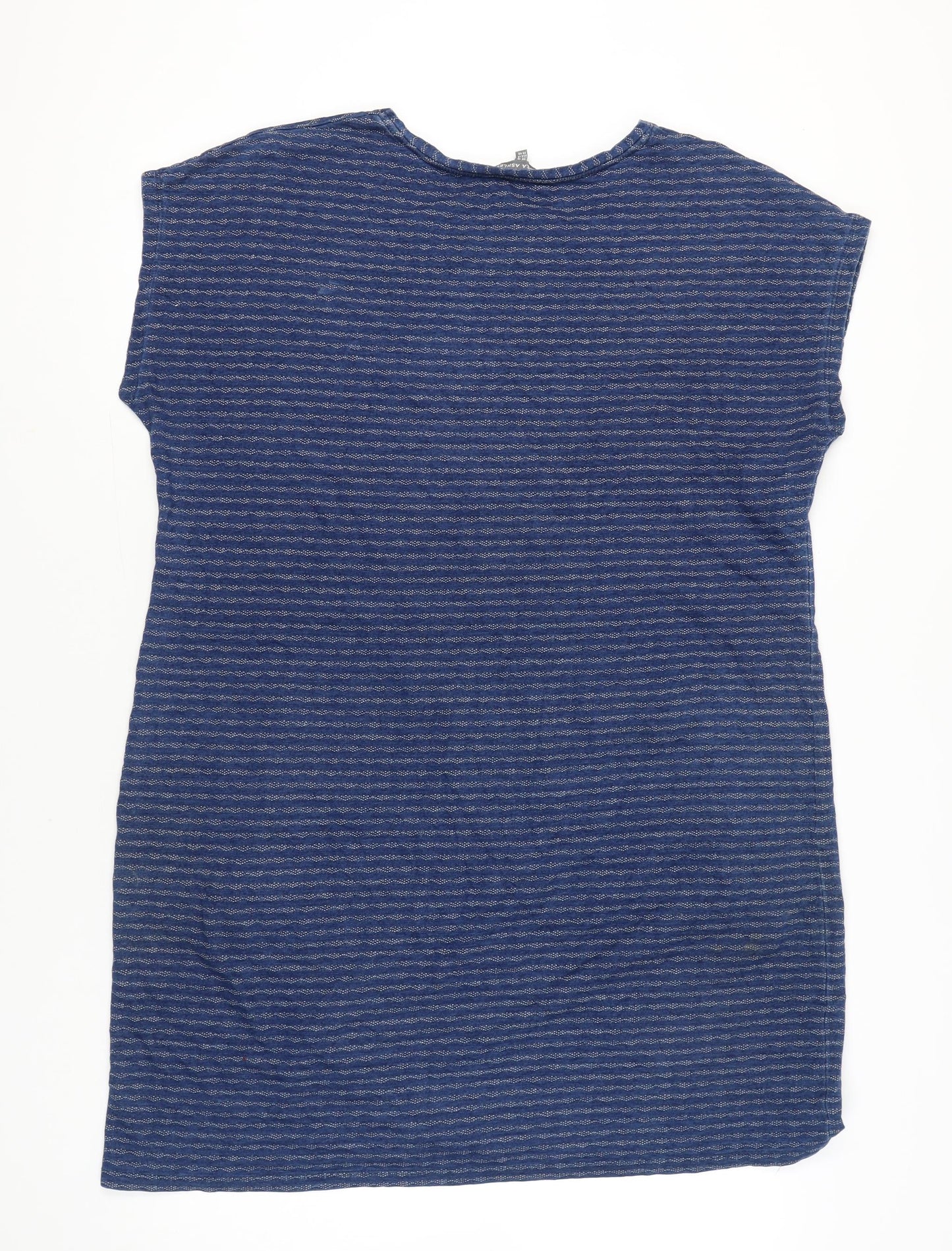 Laura Ashley Women Blue Striped Cotton Shift Dress UK 18