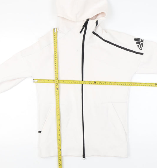 Adidas Men’s White Full Zip Hoodie Size S Logo Sportswear