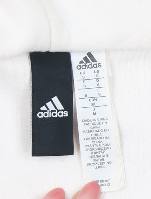 Adidas Men’s White Full Zip Hoodie Size S Logo Sportswear
