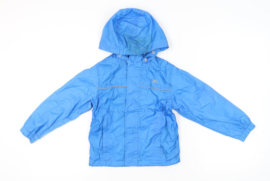 Trespass Boys Blue Waterproof Hooded Rain Coat Jacket 5-6 Years