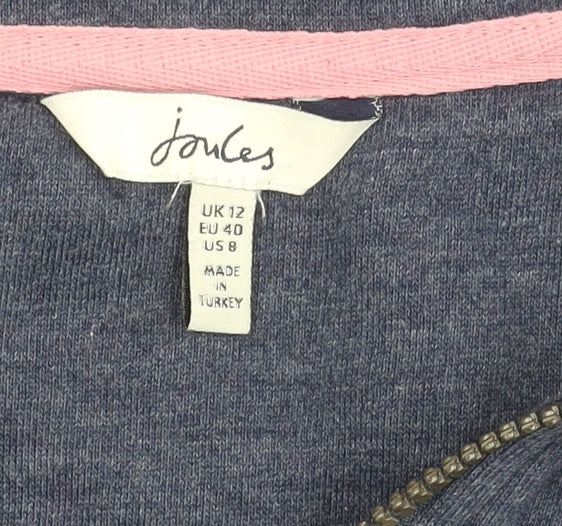 Joules Women’s Blue Half Zip Sweatshirt UK 12 Cotton Blend