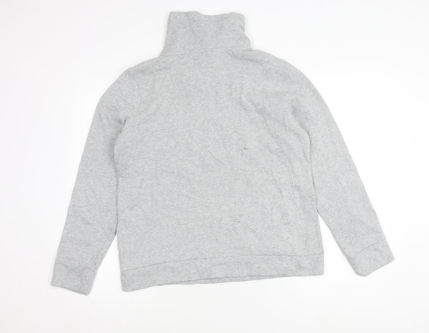 Tommy Hilfiger Women Grey L Quarter Zip Sweatshirt Logo Pullover Cotton Blend