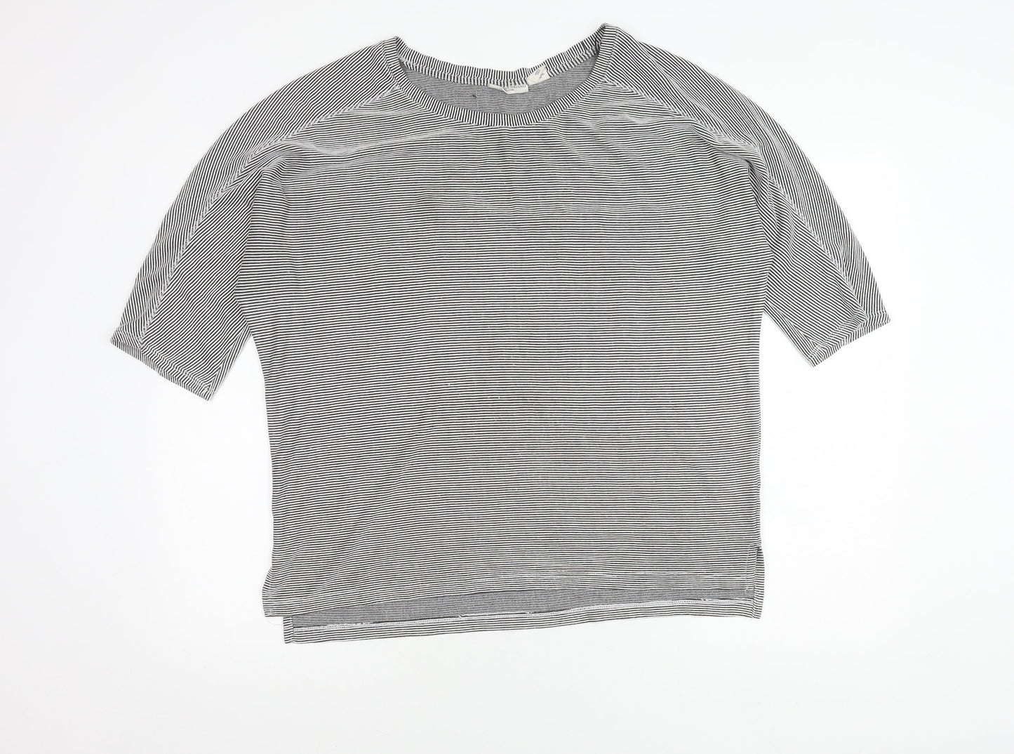 Christian Siriano Women’s Black Striped Relaxed Fit T-Shirt Size L