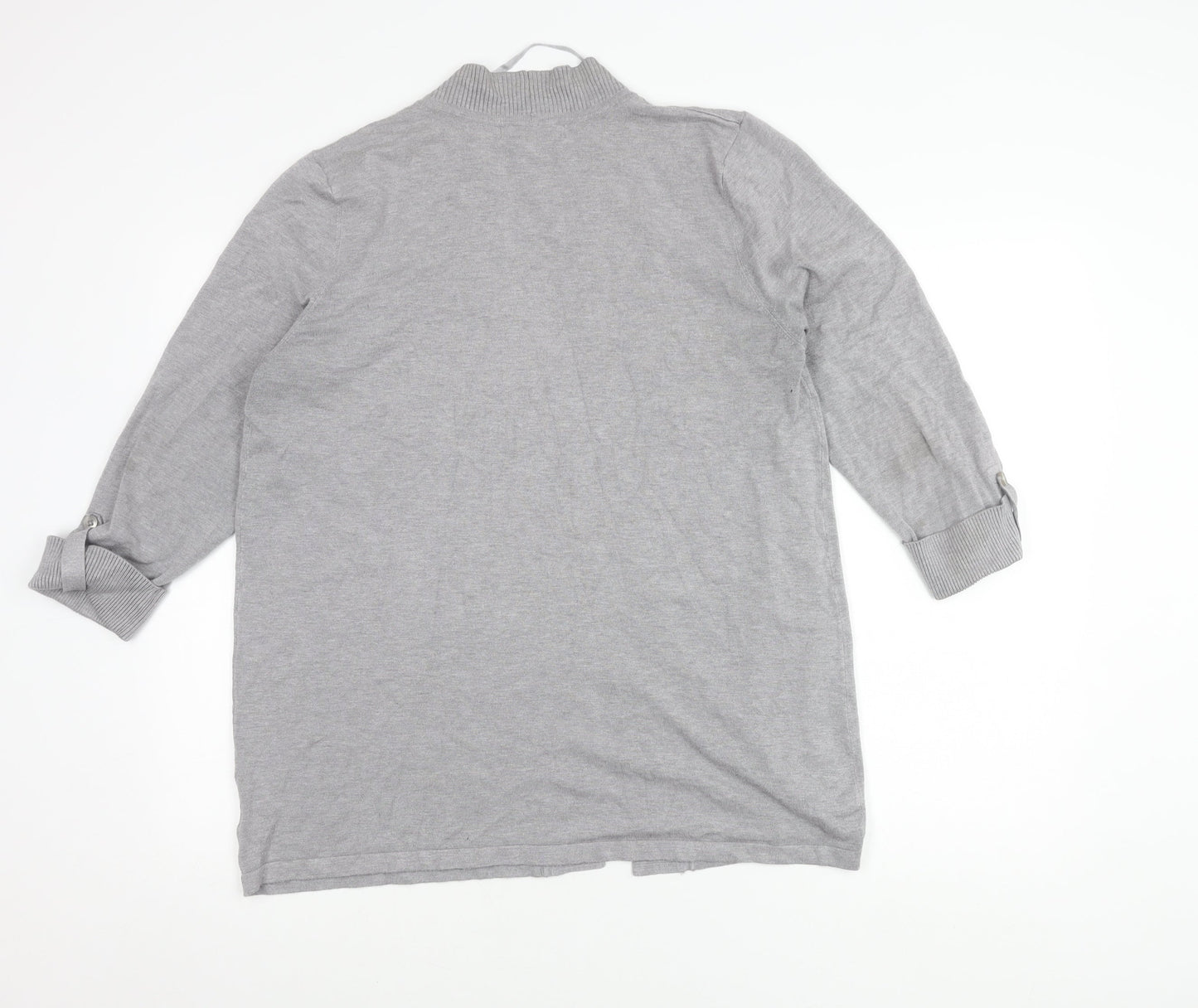 Laura Ashley Women’s Grey Cardigan L Open Front 3/4 Sleeve Knit