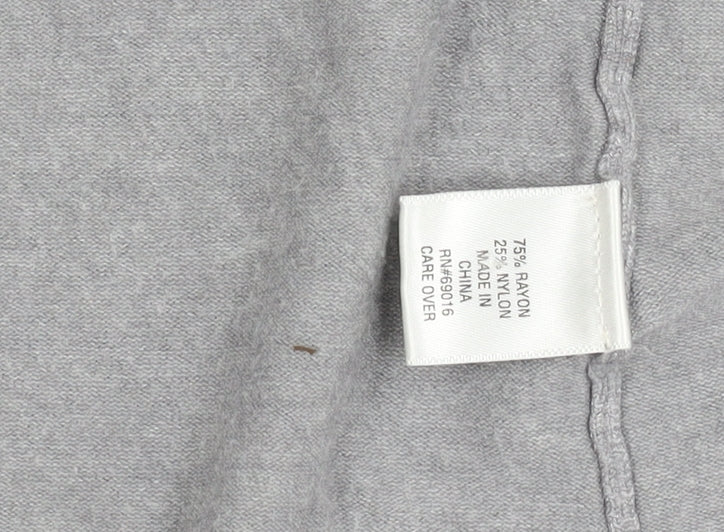 Laura Ashley Women’s Grey Cardigan L Open Front 3/4 Sleeve Knit