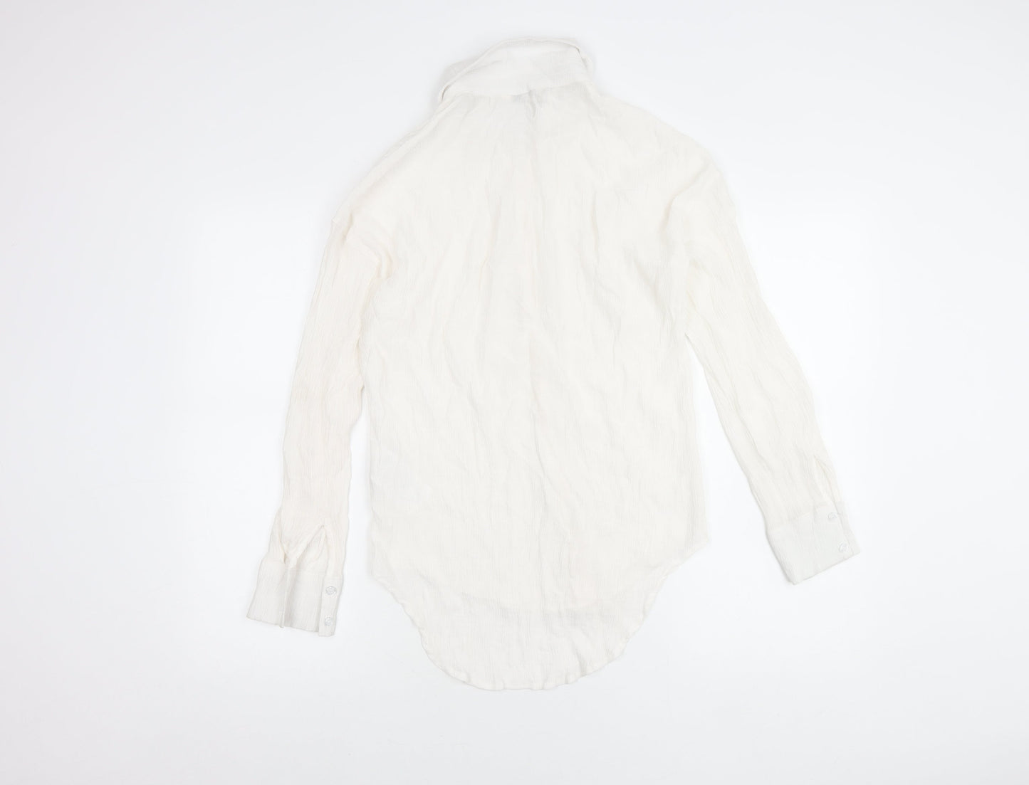 Brave Soul Womens White Button Up Long Sleeve Collared Shirt S