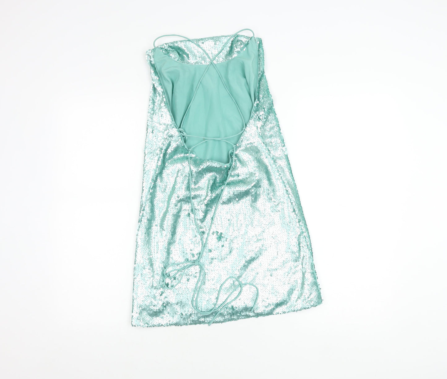 ASOS Women’s Green Sequin Slip Dress UK 4 Party Cocktail