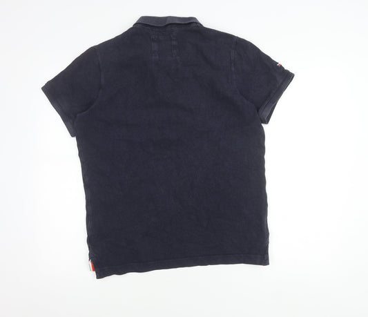 Superdry Men’s Blue XL Classic Pique Polo Shirt Cotton Logo