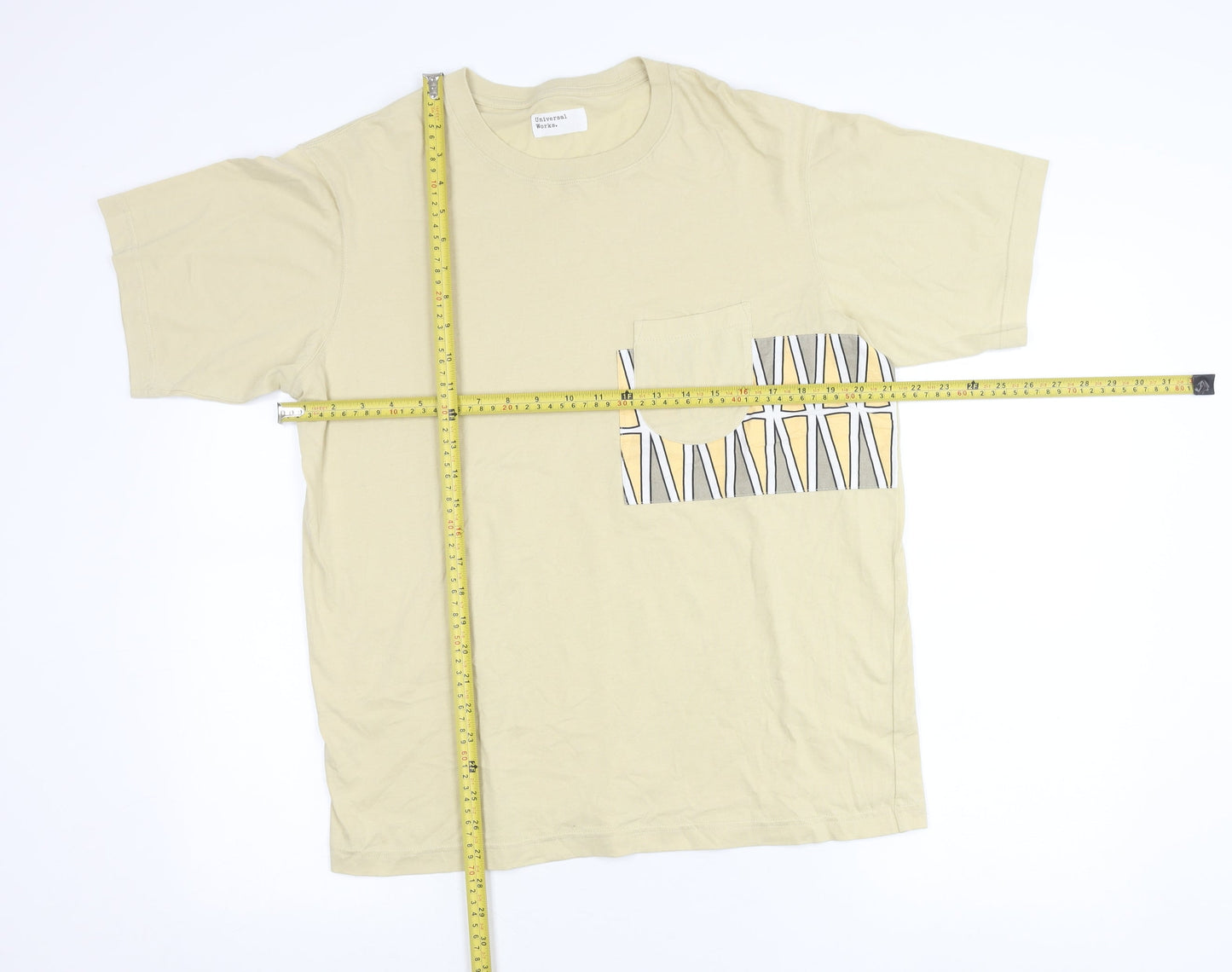 Greenwich Men’s Beige Medium Short Sleeve Graphic Pocket T-Shirt