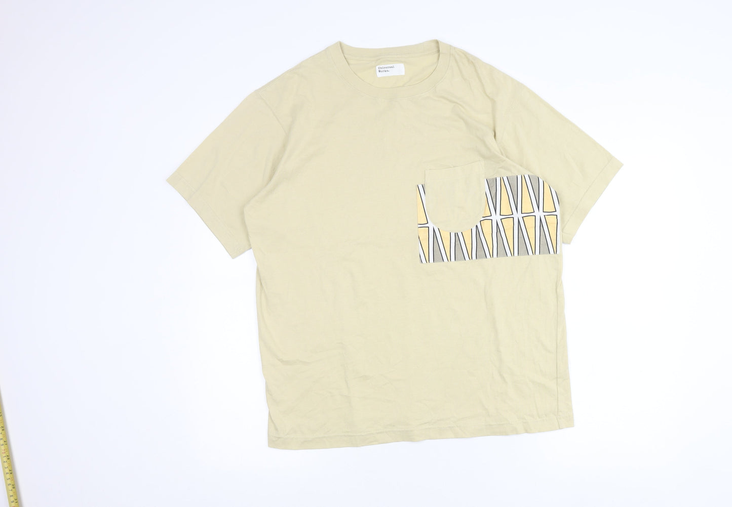 Greenwich Men’s Beige Medium Short Sleeve Graphic Pocket T-Shirt