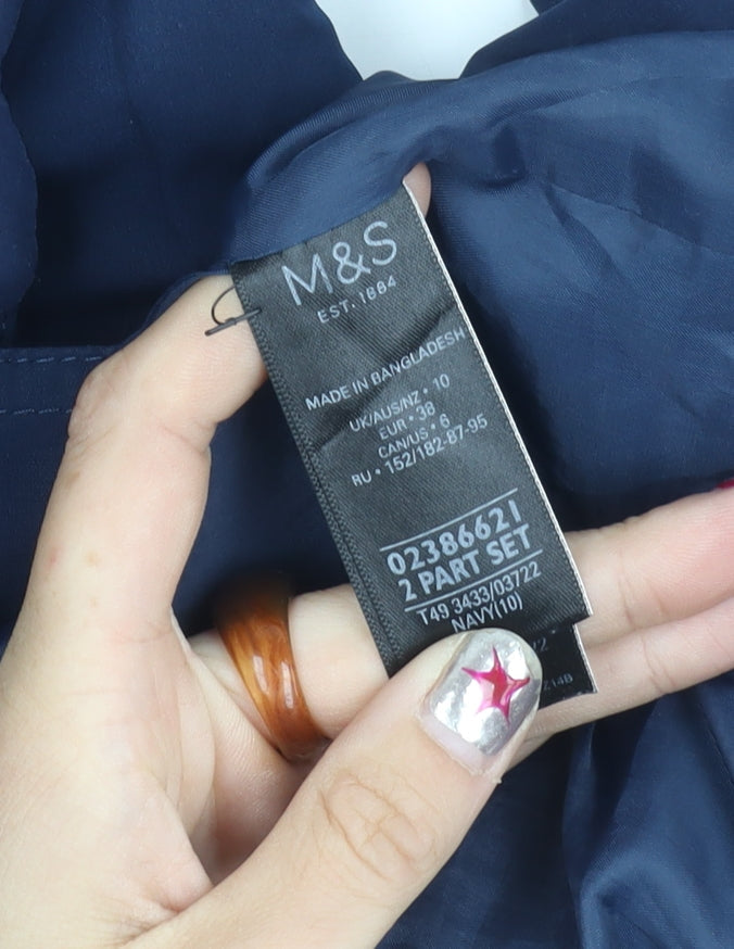 Marks and Spencer Womens Navy Blue Size 10 Polyester Mid-Length Overcoat
