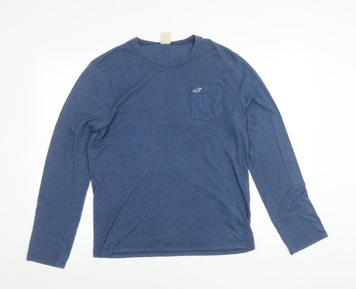 Hollister Men’s Blue Long Sleeve Crew Neck Logo Pocket T-Shirt Size S