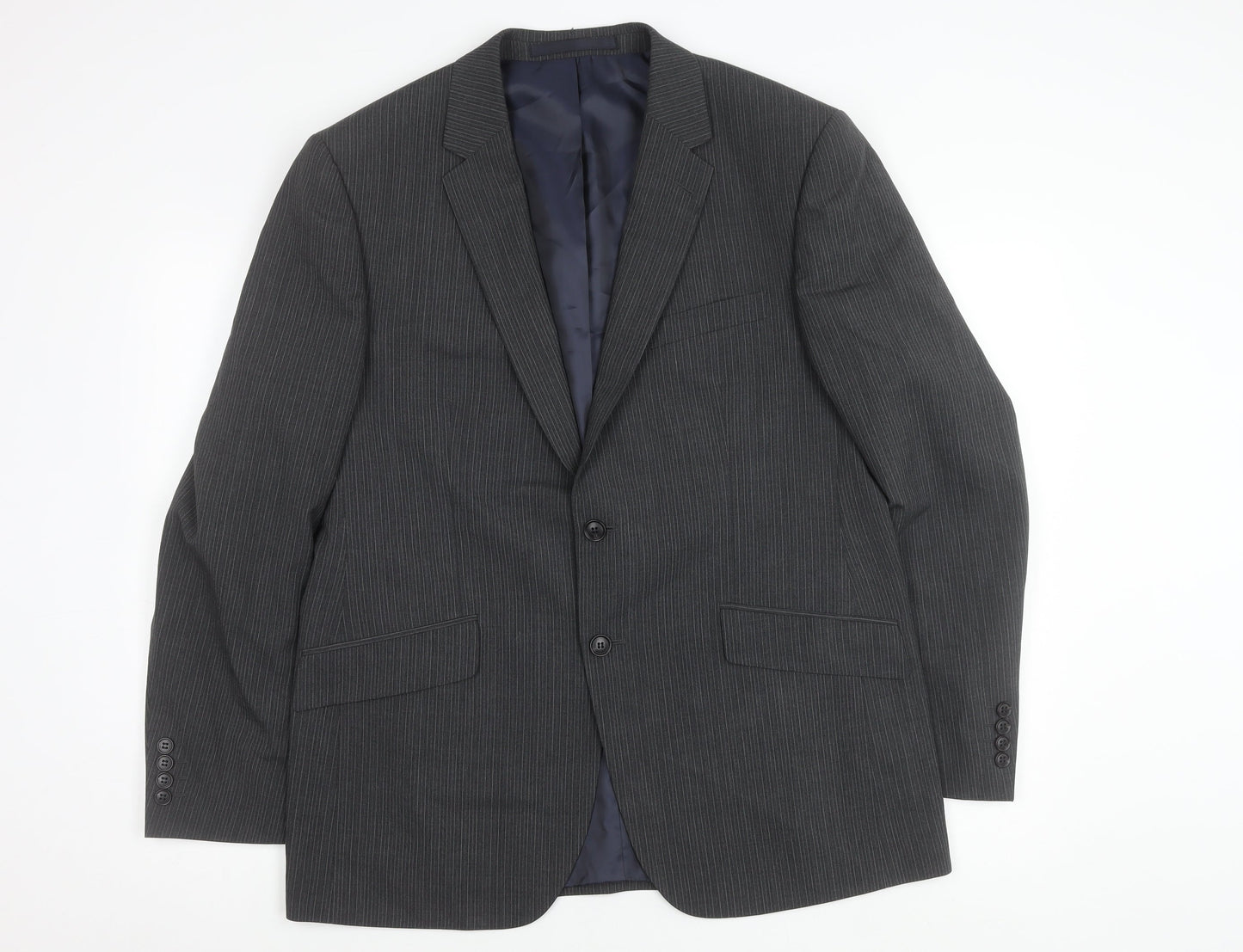 Marks and Spencer Men’s Grey Pinstripe Blazer Jacket 42in Chest Regular Fit