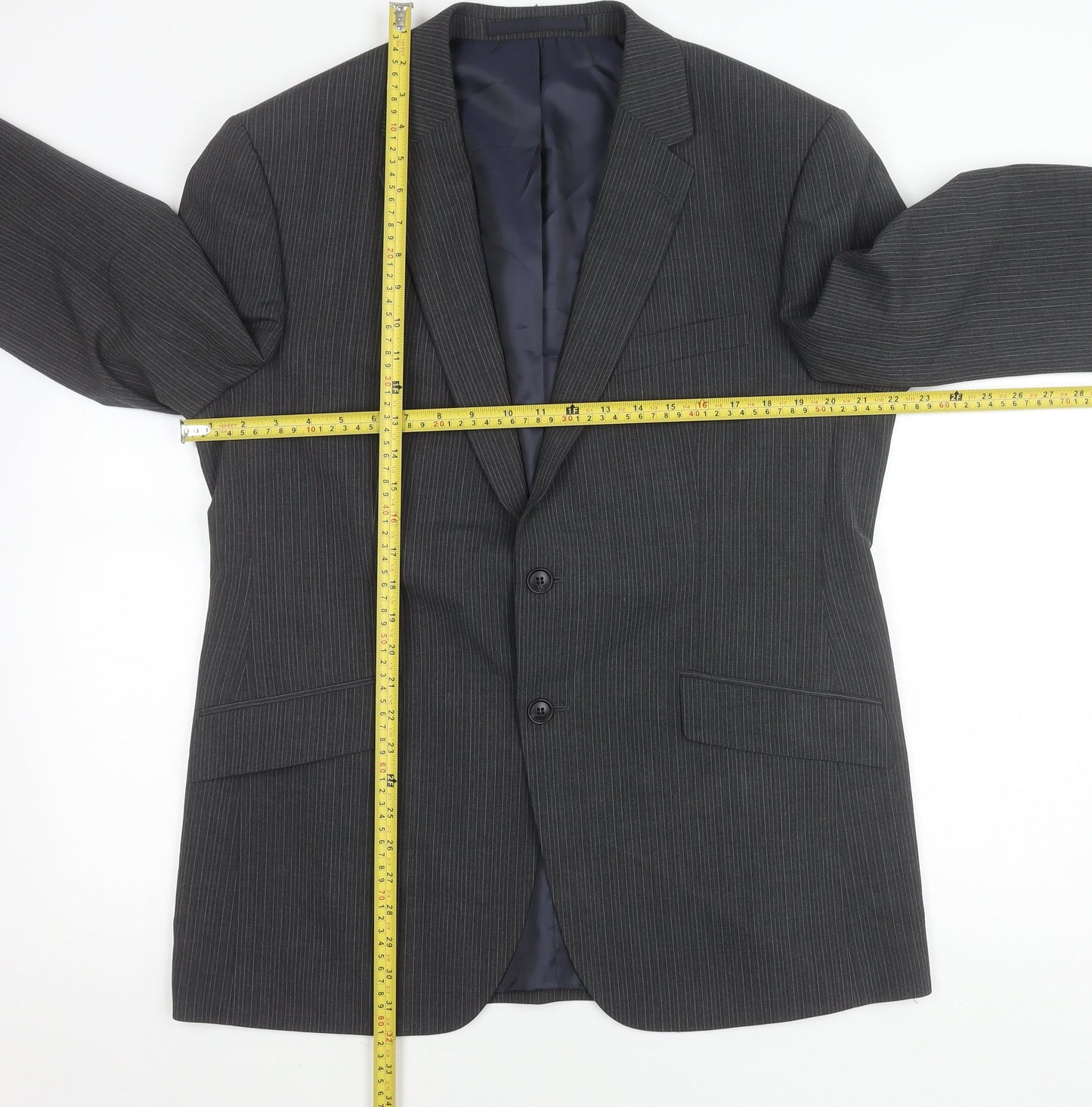 Marks and Spencer Men’s Grey Pinstripe Blazer Jacket 42in Chest Regular Fit