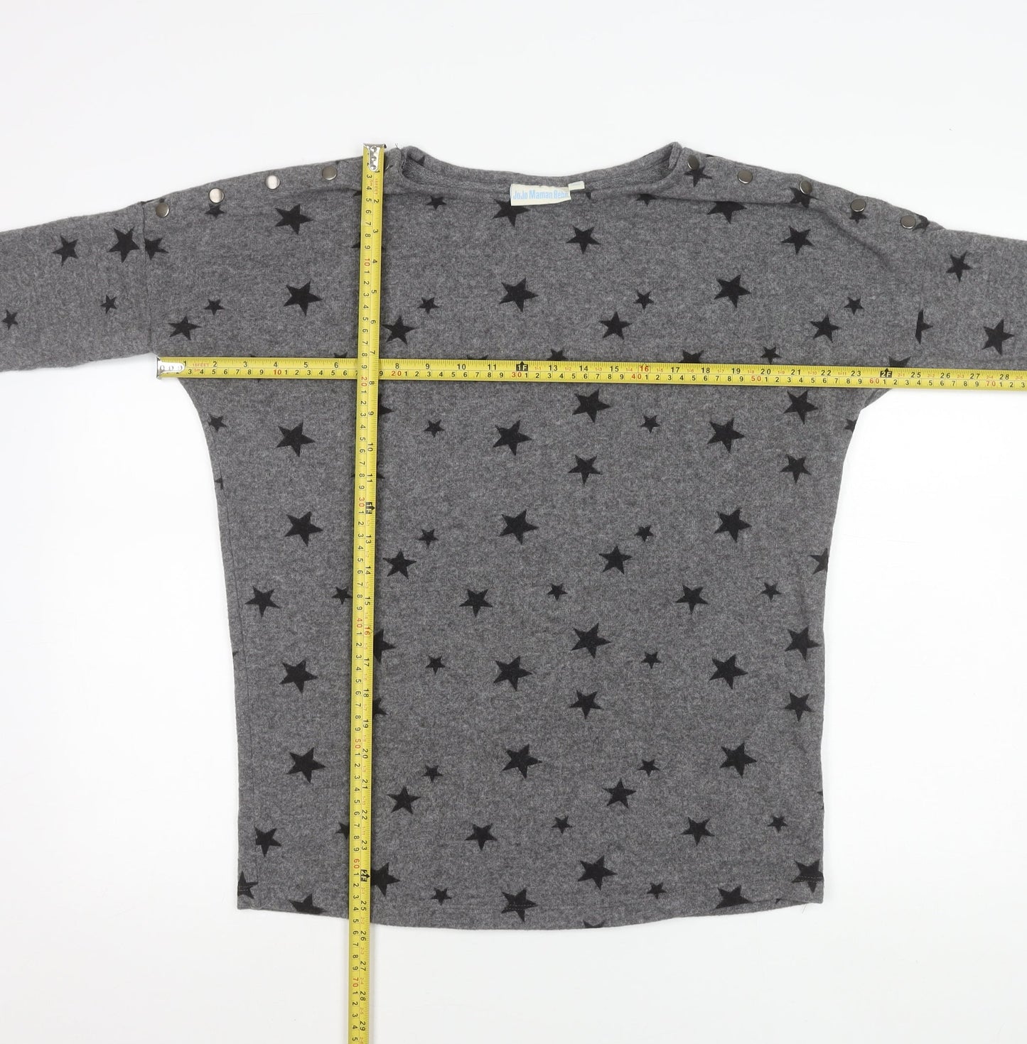 JoJo Maman Bébé Women’s Grey Star Print Pullover Jumper Size S