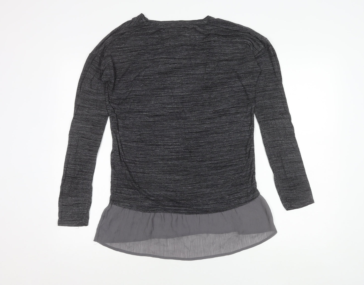 Marks and Spencer Women’s Grey Tunic Blouse Size 8 Long Sleeve Frill Hem
