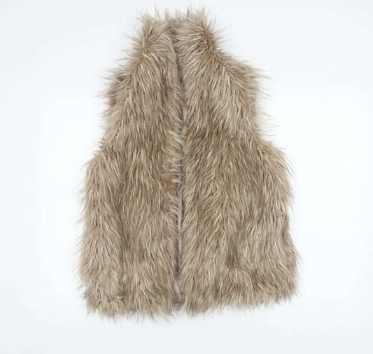 Steve Madden Women’s Beige Faux Fur Waistcoat Size M Sleeveless