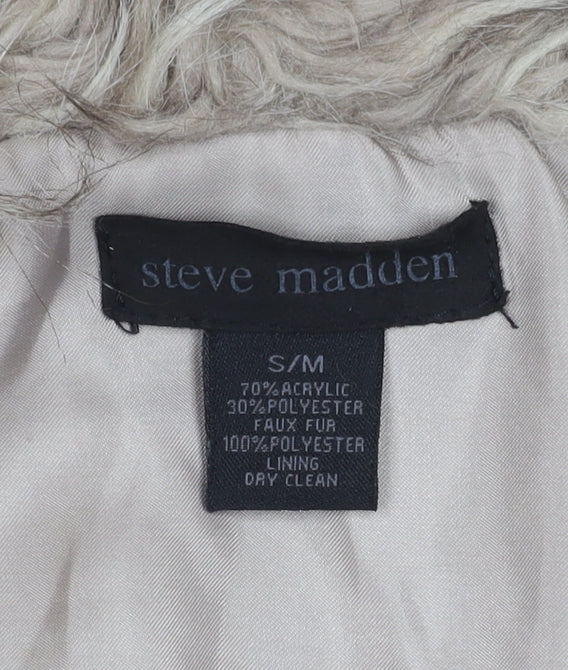 Steve Madden Women’s Beige Faux Fur Waistcoat Size M Sleeveless