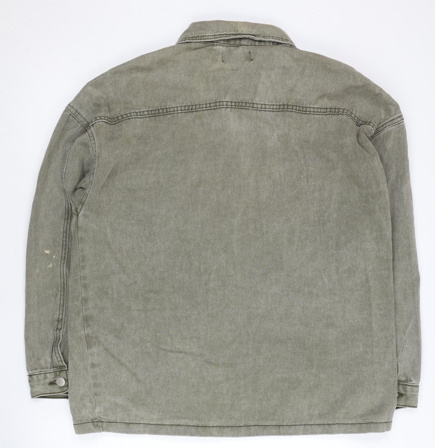 PrettyLittleThing Womens Green Cotton Jacket Size 8 Button Pockets