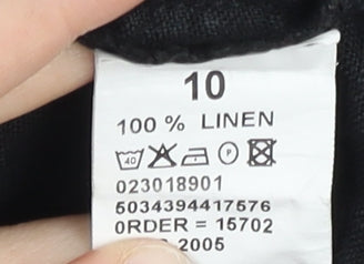 Jane Norman Womens Black Linen Cargo Trousers Size 10