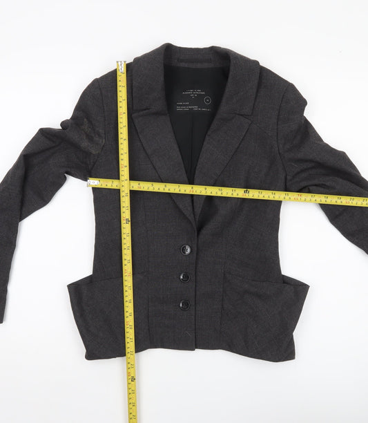 AllSaints Womens Grey Wool Blend Blazer Jacket Size 10 Slim Fit