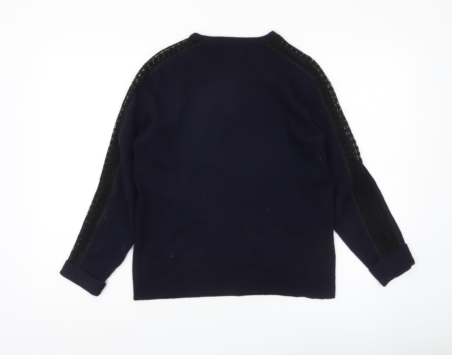 The Kooples Womens Blue Wool Cashmere Lace Pullover XS