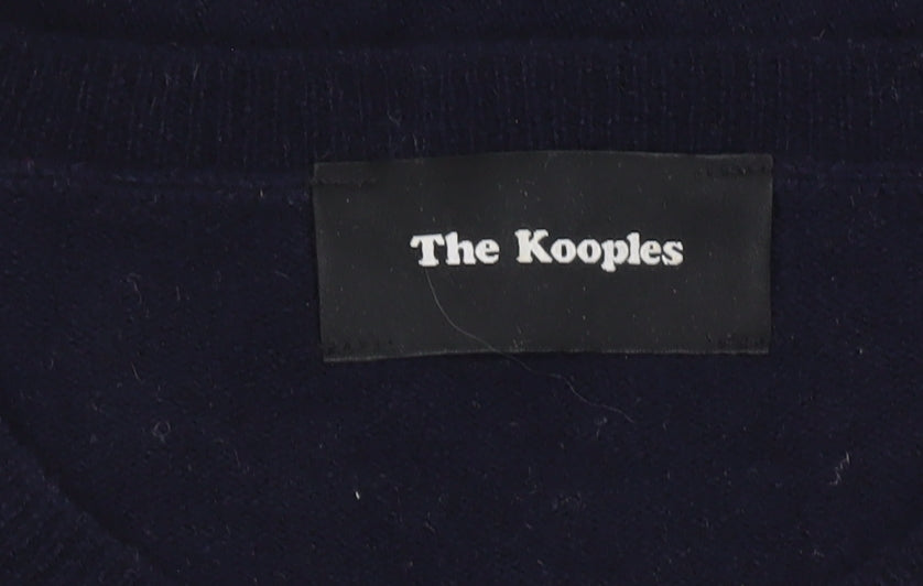 The Kooples Womens Blue Wool Cashmere Lace Pullover XS