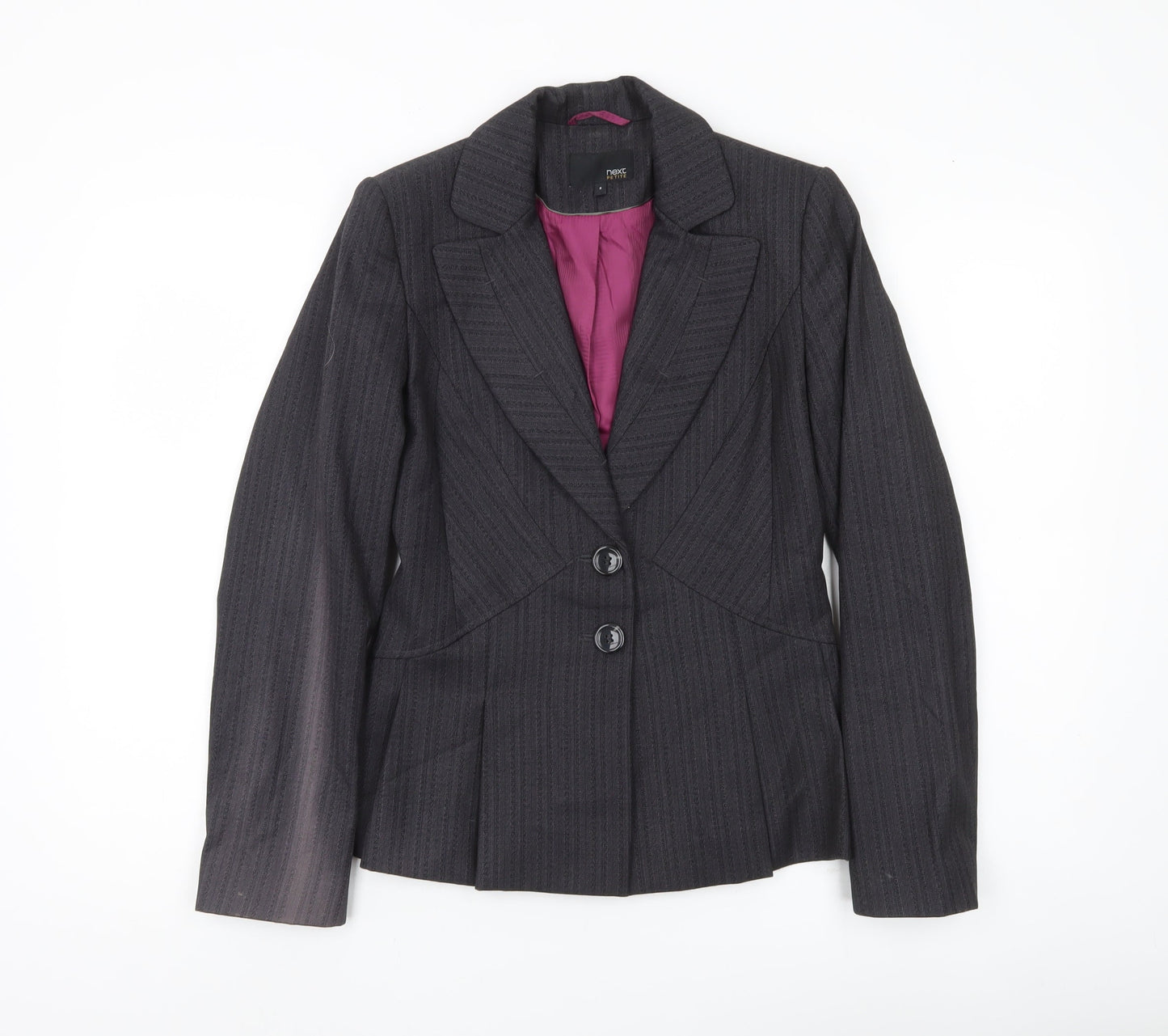 Next Women’s Grey Pinstripe Suit Jacket Size 8 Petite Tailored Formal