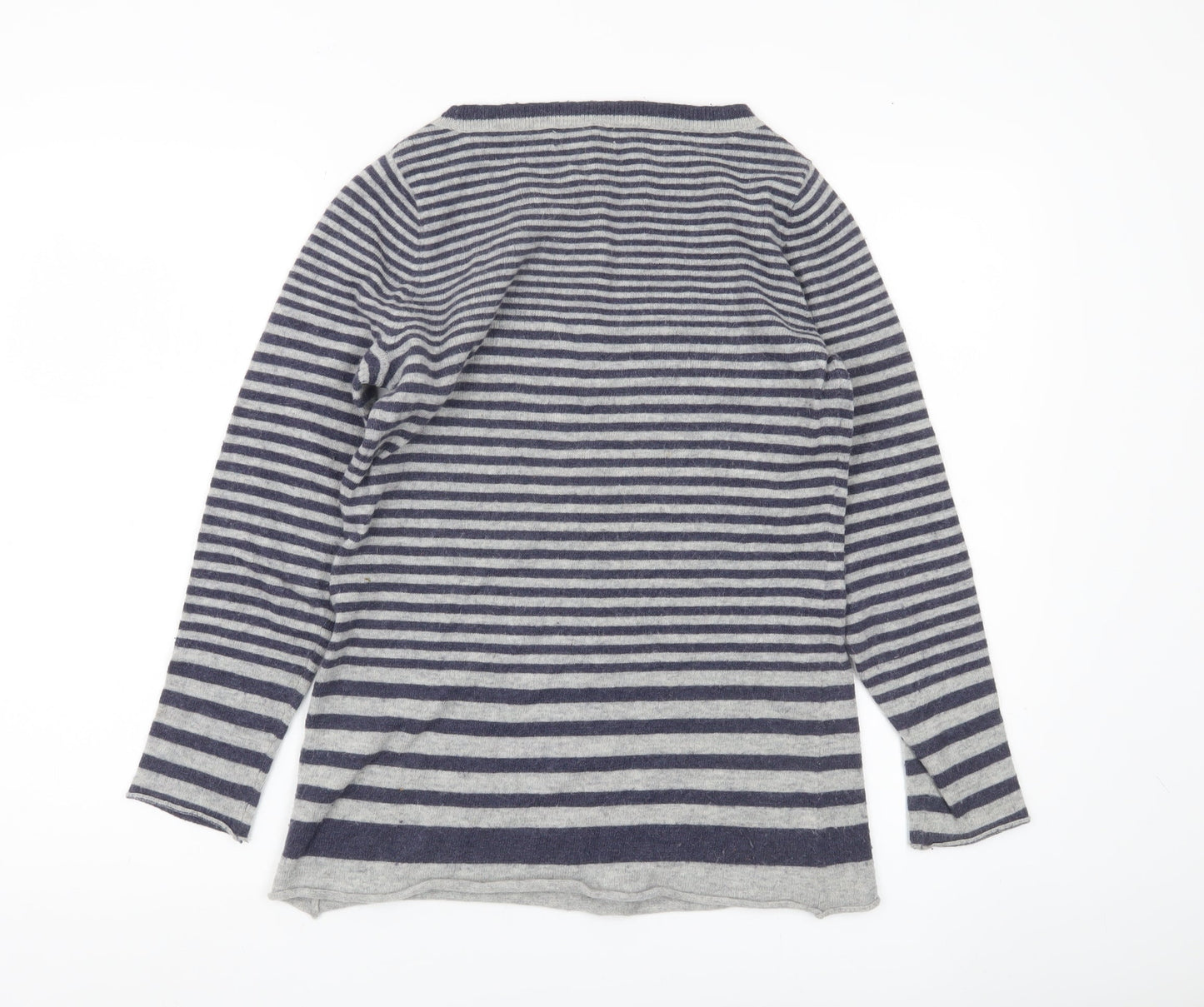 Kenar Womens Grey Striped Pullover Jumper Size S Angora Wool Blend