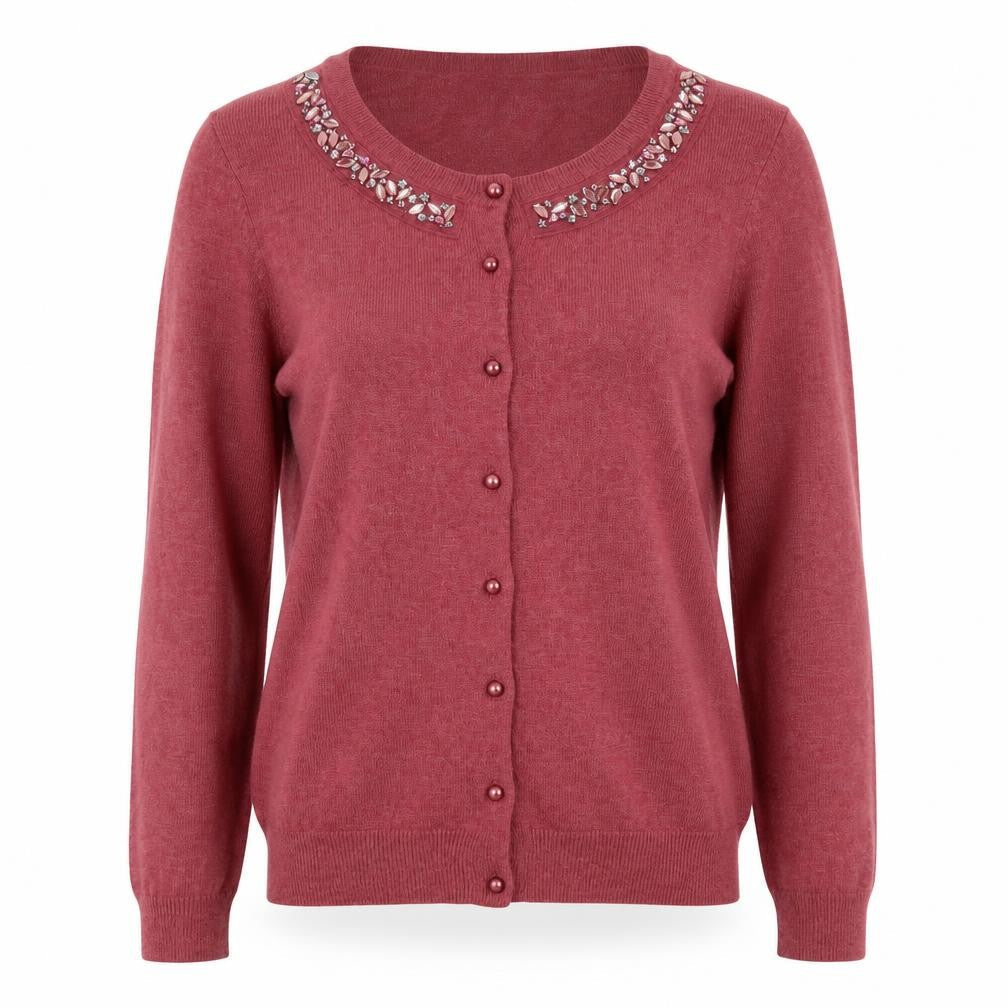 Marks and Spencer Womens Red Size 8 Beaded Cardigan Jumper