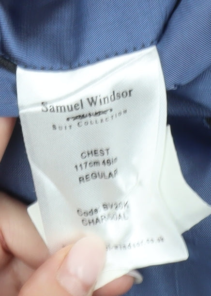 Samuel Windsor Men’s Grey Wool Blazer Jacket 46R Two Button Classic