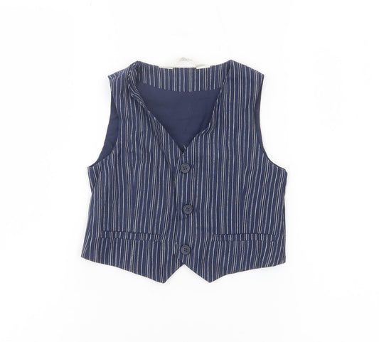 H&M Boys Blue Pinstripe Waistcoat 2-3 Years Formal Wedding Party