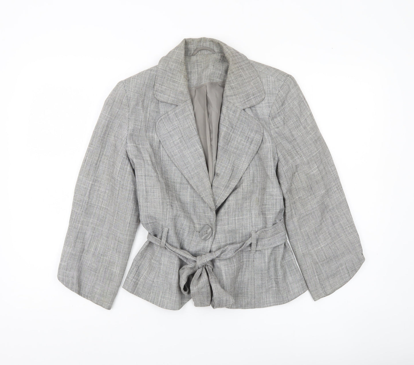 Evie Women’s Grey Belted Blazer Jacket UK 12 Workwear