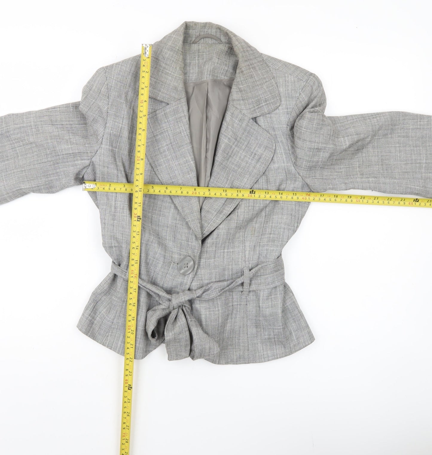 Evie Women’s Grey Belted Blazer Jacket UK 12 Workwear