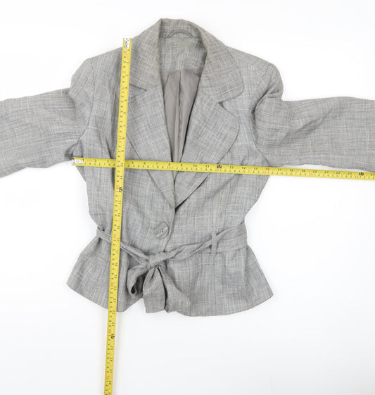 Evie Women’s Grey Belted Blazer Jacket UK 12 Workwear
