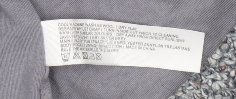 Fat Face Women’s Grey Chunky Knit Collared Cardigan Size 12