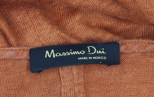 Massimo Dutti Womens Orange Linen Blouse Size 12 Short Sleeve Basic